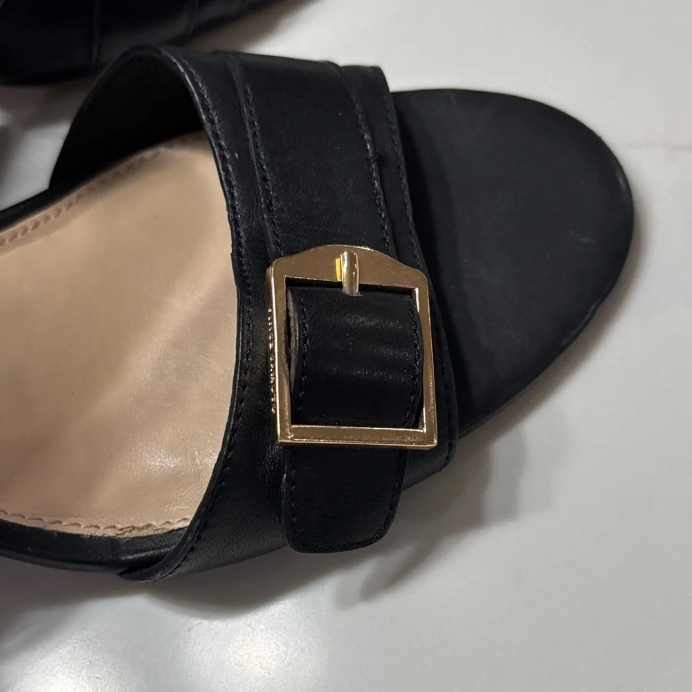 Vince Camuto Black Wedge Sandals with Buckle
